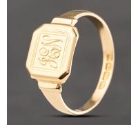 Second Hand Vintage 18ct Yellow Gold Square Signet Ring 41342124