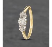 Second Hand Vintage Yellow Gold 0.25ct Brilliant Cut Diamond Three Stone Ring 41382807