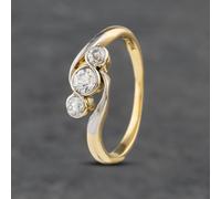 Second Hand Vintage Yellow Gold 0.25ct Diamond Twist Three Stone Ring 41481894