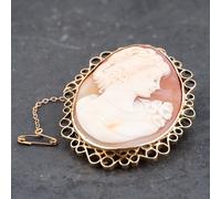 Second Hand Vintage Yellow Gold Cameo Oval Brooch 41131135