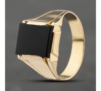 Second Hand Vintage Yellow Gold Onyx Oblong Signet Ring 41342013