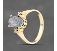 Second Hand Vintage Yellow Gold Opal Doublet & Diamond Oval Dress Ring 41482350