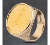 Second Hand Yellow Gold 1909 Half Sovereign Coin Ring 41201250