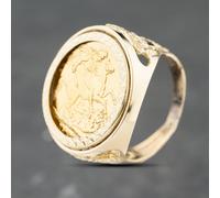 Second Hand Yellow Gold 1927 King George Full Sovereign Coin Ring 41201271