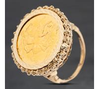 Second Hand Yellow Gold 1966 Queen Elizabeth II Full Sovereign Coin Ring 41201247