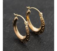 Second Hand Yellow Gold 19mm Swirls Pattern Hoop Earrings 41173421