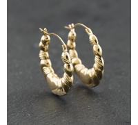 Second Hand Yellow Gold Heart Patterned Creole Earrings 41174229