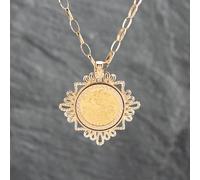 Second Hand Yellow Gold Ornate Rope Decoration Half Sovereign Coin Keeper Pendant & 25 Inch Belcher Chain 41142896
