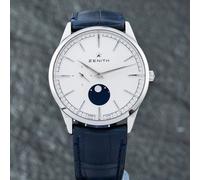 Second Hand Zenith Mens Elite Classic Moonphase Silver Dial Leather Strap Watch 03.3100.692/01.C922