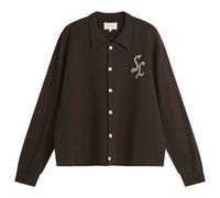 Second/Layer Men's Embroidered Logo Button Through Knit Brown