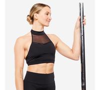 Second Life - Women's Bi-material Pole Dancing Halter Bra - Black