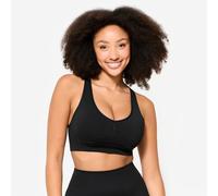 Second Life - Women's Light Support Sports Bra With Cross-over Straps - Black