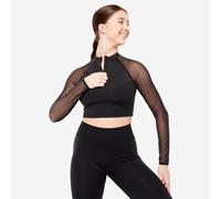 Second Life - Women's Modern Dance Long-sleeved Crop Top With Sport Bra - Black - Good