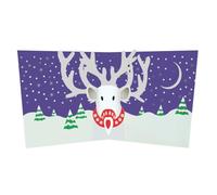SECOND NATURE 2toTango 3D Pop Up Christmas Card Red-Nosed Reindeer Xmas Cards - Christmas Range Silver Foil, Woodland Scene, Snowy Keepsake, Blank Message, Envelope Included, Gift-Ready