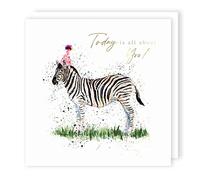 Second Nature Animal Trail 'Zebra With Party Hat' Today is all about you! Birthday Greeting Card
