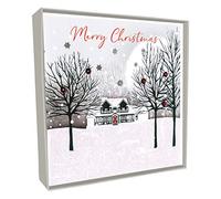 Second Nature Box of 5 House & Trees Hand-Finished Christmas Cards Xmas Card Boxes BSB317