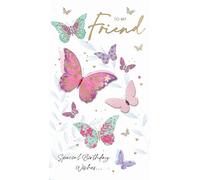 Second Nature Champagne Range 'To My Friend' Butterflies Birthday Greeting Card Hand-Finished Cards