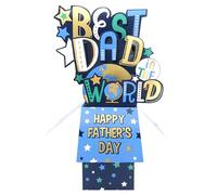 Second Nature Clever Cubes Pop Up Best Dad in The World Father's Day Pop Up Greeting Card FCU002