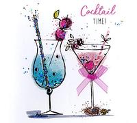 Second Nature Cocktail Time Happy Birthday Hand-Finished Greeting Card Sparkle Dust Cards HSD015