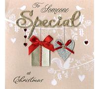 Second Nature Collectable Keepsake Xmas Boxed Card for Someone Special with Heart and Gift