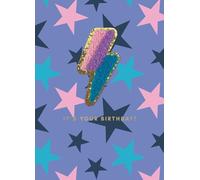 Second Nature Decopatch Flash Birthday Greeting Card Includes Removable Lightening Bolt Patch - Decopatch Vibrant, Keepsake, Eco-Friendly, Stylish, Cheerful, Unique, Giftable Fun