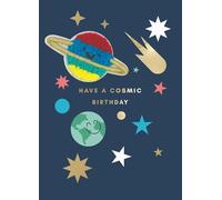 Second Nature Decopatch Galactic Birthday Greeting Card Includes Removable Cosmic Patch - Decopatch Whimsical Design, Peel-Off Patch, Eco-Friendly, Giftable Fun, Craft Activity