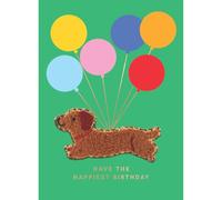 SECOND NATURE Decopatch Happiest Birthday Card Includes Removable Sausage Dog Patch - Decopatch Playful Design, Whimsical Accessory, Heartfelt Message, Dachshund, Crafting, Badge, Dog Lover