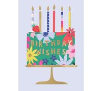 Second Nature Embellished Celebration Cake Birthday Greeting Card Birthday Wishes & Candles - Wildflower Artistic Design, Vibrant Colours, Keepsake, Eco-Friendly, Heartfelt Wishes