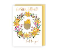 Second Nature Embellished Easter Wishes Just for You! Floral Wreath Hand-Finished Easter Card EFB001