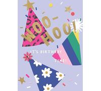 Second Nature Embellished Woo-Hoo! Party Hats Birthday Greeting Card Celebration Extravaganza - Wildflower Vibrant Design, Eco-Friendly, Heartfelt Keepsake, Perfect For Girls, Easy Mailing