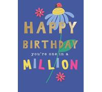 Second Nature Embellished You're One In A Million Birthday Greeting Card With Pink Flowers - Wildflower Heartfelt, Unique, Elegant, Keepsake, Eco-Friendly