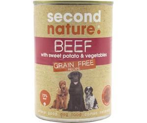 Second Nature Grain Free Wet Dog Food Tins - High Protein Beef & Sweet Potato - Natural, Grain Free Dog Food Tinned Pet Food - Multipack 395g (Pack of 12 Cans)