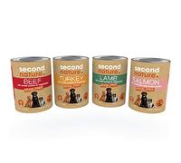 Second Nature Grain Free Wet Dog Food Tins Mixed Variety Pack Lamb Beef Turkey & Salmon 12 x 395 gm