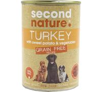 Second Nature Grain Free Wet Dog Food Tins - Turkey & Sweet Potato - Natural, Grain Free Dog Food Tinned Pet Food - Multipack 395g (Pack of 12 Cans)