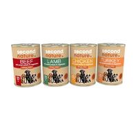 Second Nature Grain Free Wet Dog Food Tins - Variety Beef/Lamb/Chicken/Turkey - Natural, Grain Free Dog Food - Multipack 395g (Pack of 12 Cans)