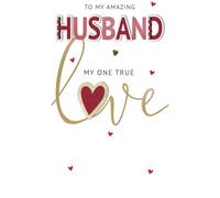 SECOND NATURE Hand-Finished Amazing Husband Valentine's Card My One True Love Champagne Card - Champagne Artistic Design, Luxurious Finish, Heartfelt Message, Eco-Friendly, 3D Embellishments