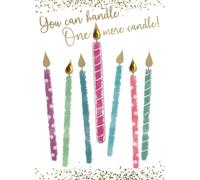 SECOND NATURE Hand-Finished Birthday Card You Can Handle One More Candle! - Yours Truly Heartfelt, Gem Embellished, Eco-Friendly, Charming, Keepsake, Beautiful Design, Gold Foil