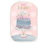 SECOND NATURE Hand-Finished Birthday Greeting Card Embellished Cake Hip Hip Hooray! For Her - Yours Truly Elegant Design, Heartfelt Message, Keepsake, Eco-Friendly, 3D Details, Gold Foiling