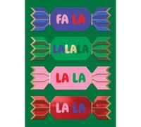 SECOND NATURE Hand-Finished Christmas Card Fa La La Crackers Luxury Xmas Range - Fir & Felt Embossed, Foil, Felt, Envelope, Keepsake, Modern Design, Colourful, Embellished