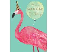 SECOND NATURE Hand-Finished Flamingo Birthday Card Fab-U-Lous Birthday Embellished For Her - Yours Truly Vibrant Design, Heartfelt Message, Playful Flamingo, Eco-Friendly, Keepsake, Gold Foil