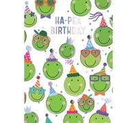 SECOND NATURE Hand-Finished Ha-Pea Birthday Greeting Card Happy Peas In Party Hats Celebration - Yours Truly Cheerful, Vibrant, Keepsake, Playful Design, Environmentally Friendly, Heartfelt