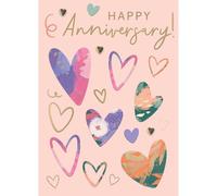 SECOND NATURE Hand-Finished Happy Anniversary Celebration Greeting Card Colourful Love Hearts - Yours Truly Vibrant Design, Heartfelt Gift, Cherished Keepsake, Elegant Embellishments