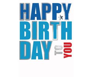 SECOND NATURE Hand-Finished Happy Birthday Greeting Card Simple Blue Embellished For Him - Yours Truly Bold Design, Heartfelt Wishes, Eco-Friendly, Keepsake, Silver Foiling, 3D Details