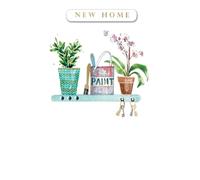 SECOND NATURE Hand-Finished New Home Greeting Card Welcome Shelf Paint Plants Keys Embellished - Yours Truly Charming Design, Gold Foil, Heartfelt Wishes, Eco-Friendly, Keepsake, New Beginnings
