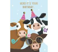 SECOND NATURE Hand-Finished Party Cows Birthday Card Herd It's Your Birthday Funny Card - Yours Truly Vibrant Design, Cheerful Cows, Heartfelt Wishes, Eco-Friendly, Keepsake, Gold Foil