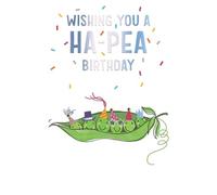 SECOND NATURE Hand-Finished Wishing You A Ha-Pea Birthday Card Party Peas In A Pod - Yours Truly Celebratory Design, Playful Imagery, Heartfelt Message, Eco-Friendly Materials, Vibrant Envelope