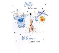 Second Nature Hello Baby Boy Welcome Little One Irresistible Greeting Card Embellished Cards IRS044