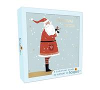 SECOND NATURE Hospice Uk Charity Christmas Cards Box Of 8 Santa & Robin - Charity Festive, Elegant Design, Heartfelt, Thoughtful, Eco-Friendly, Memorable, Supports A Cause, Xmas Wishes