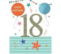 SECOND NATURE Large Embellished A4 18th Birthday Greeting Card Balloons & Stars 18 Today - All For One Fun Design, Gold-Foil, Heartfelt Wishes, Memorable Keepsake, Eco-Friendly, Group Signing