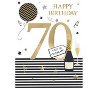 SECOND NATURE Large Embellished A4 70th Birthday Greeting Card Time To Celebrate! 70 Today - All For One Elegant Design, Heartfelt Message, Eco-Friendly, Stunning Visuals, Great Keepsake